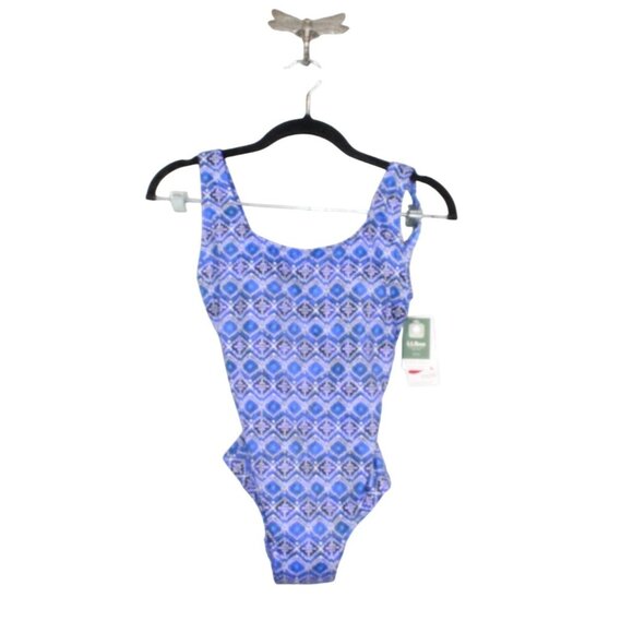 L.L. Bean Other - LL Bean Women's Blue Geo Print Scoop back Onepiece Swimsuit Size 4 Reg